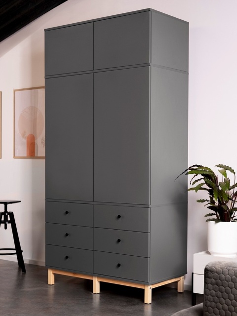 Wariant: szafa dwudrzwiowa z nadstawką | 100x55x230cm | trzy rzędy szuflad lub szafki - SZ-MODEL (3.2)