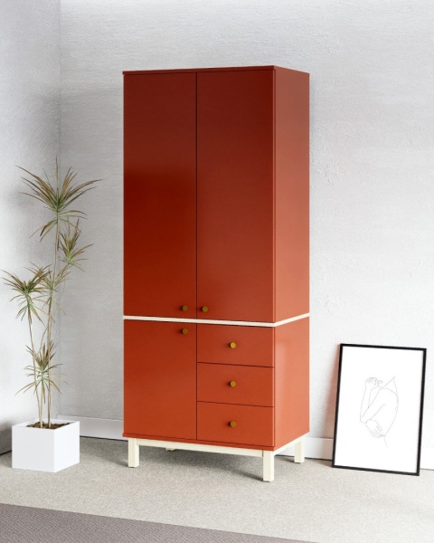 Wariant: szafa dwudrzwiowa | 100x55x190cm | trzy rzędy szuflad lub szafki - SZ-MODEL (2.2)