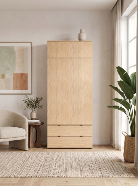 Wariant: szafa dwudrzwiowa z nadstawką | 80x55x211cm | dwie szerokie szuflady - SZ-MODEL (3.2)