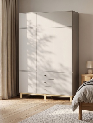 Wariant: szeroka, trzydrzwiowa szafa z nadstawką | 140x55x230cm | szafki i szuflady - SZ-MODEL (3.3)