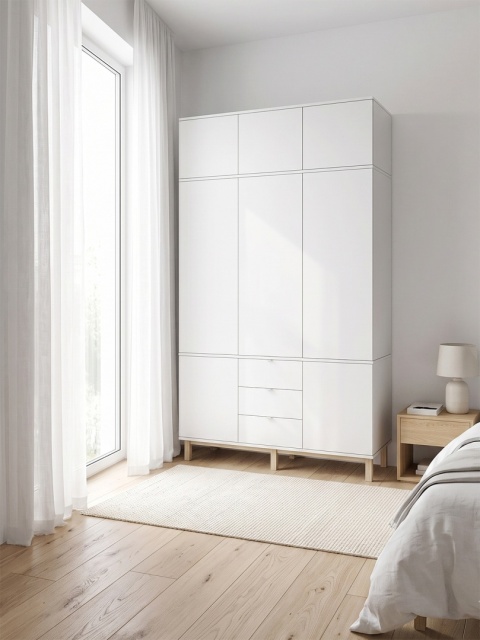 Wariant: szeroka, trzydrzwiowa szafa z nadstawką | 140x55x230cm | szafki i szuflady - SZ-MODEL (3.3)