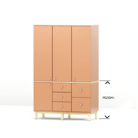 Wariant: trzydrzwiowa, szeroka szafa | 140x55x171cm | sześć szuflad - SZ-MODEL (2.3)