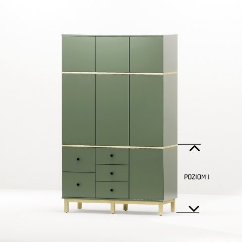 Wariant: trzydrzwiowa, szeroka szafa z nadstawką | 140x55x211cm | sześć szuflad - SZ-MODEL (3.3)