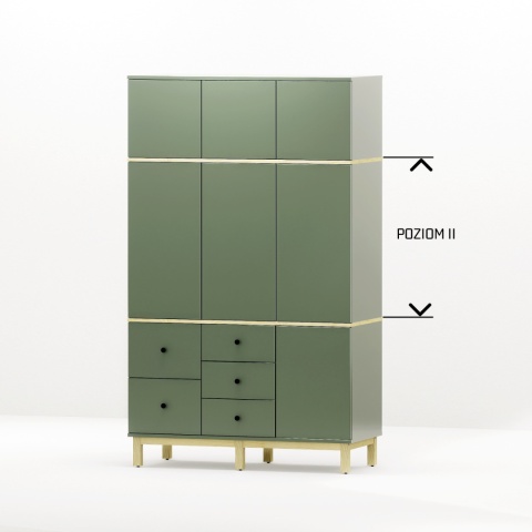 Wariant: trzydrzwiowa, szeroka szafa z nadstawką | 140x55x211cm | sześć szuflad - SZ-MODEL (3.3)