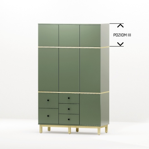 Wariant: trzydrzwiowa, szeroka szafa z nadstawką | 140x55x211cm | sześć szuflad - SZ-MODEL (3.3)