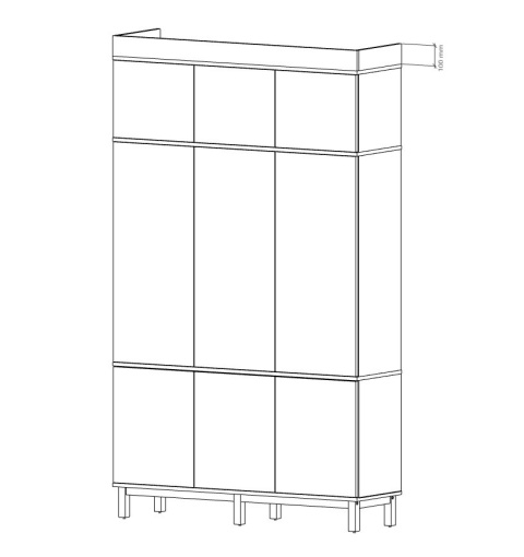 Wariant: trzydrzwiowa, szeroka szafa z nadstawką | 140x55x211cm | sześć szuflad - SZ-MODEL (3.3)