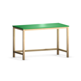 B-DES3 zielone biurko w stylu skandynawskim, na drewnianych nogach.