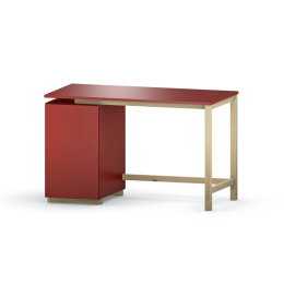 B-DES43 Czerwone biurko z kontenerem, szafką w kilku rozmiarach