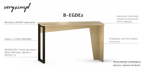 B-EDGE2-PRO Biurko na niebanalnym stelażu z forniru i drewna. Również z kontenerkiem B-EDGE2-PRO Biurko na niebanalnym stelażu z forniru i drewna. Również z kontenerkiem