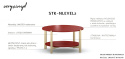 STK-NLEVEL2 Beżowy, okrągły stolik kawowy z półką, drewniane nogi.