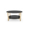 STK-NLEVEL2 Czarny, okrągły stolik kawowy z półką, drewniane nogi.