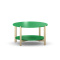 STK-NLEVEL2 Zielony, okrągły stolik kawowy z półką, drewniane nogi.