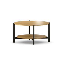 STK-NLEVEL2-PRO Drewniany, okrągły stolik kawowy z półką z forniru dębowego