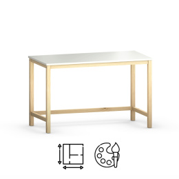B-DES3 Białe biurko w stylu skandynawskim, drewniany stelaż