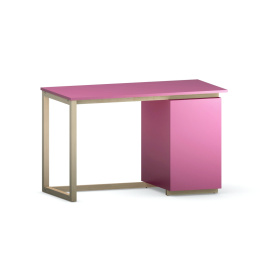 B-DES43 Różowe biurko z kontenerem, szafką 120 cm