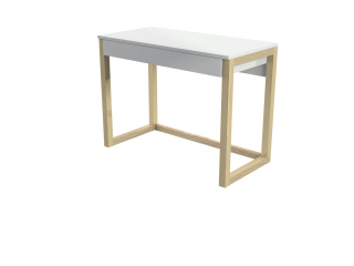 B-DES5/1 - biurko z szeroką, pojemną szufladą. W wielu kolorach, drewnopodobnych dekorach, ze sklejki i forniru.