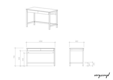 B-DES5/2-PRO Biurko z szufladami, loft: fornir dębowy i drewno B-DES5/2-PRO Biurko z szufladami, loft: fornir dębowy i drewno