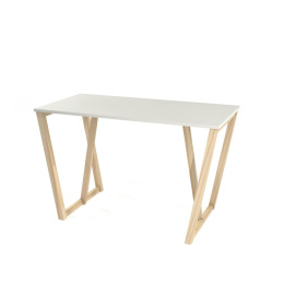 B-V1 - biurko na drewnianych kozłach w wielu kolorach, drewnopodobnych dekorach, ze sklejki i forniru.