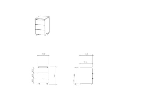 KON-DES2-COLOR Zielony kontenerek pod biurko/ szafka nocna z trzema szufladami KON-DES2-COLOR Zielony kontenerek pod biurko/ szafka nocna z trzema szufladami