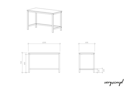 B-DES3 beżowe biurko w stylu skandynawskim, na drewnianych nogach.