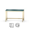 B-DES3 turkusowe biurko w stylu skandynawskim, na drewnianych nogach.