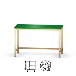 B-DES3 zielone biurko w stylu skandynawskim, na drewnianych nogach.