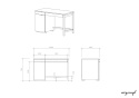 B-DES45-PRO, biurko z dwiema szufladami i szafką z forniru dębowego i drewna, kilka rozmiarów