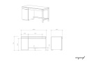 B-DES45-PRO, biurko z dwiema szufladami i szafką z forniru dębowego i drewna, kilka rozmiarów
