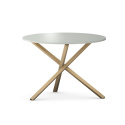 ST-TRIPLE - okrągły stół w wielu kolorach, dekorach, ze sklejki lub forniru. Drewniany stelaż, średnica blatu 100cm