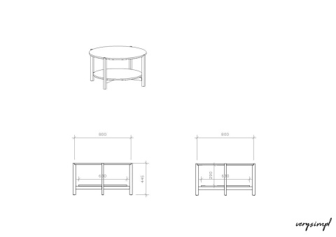 STK-NLEVEL2-PRO Drewniany, okrągły stolik kawowy z półką z forniru dębowego STK-NLEVEL2-PRO Drewniany, okrągły stolik kawowy z półką z forniru dębowego