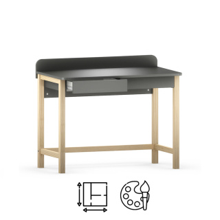 B-DES8 bezpieczne biurko dla dziecka z szufladami i przegrodą. Do wyboru dwa rozmiary, wiele kolorów, dekorów, fornir i sklejka