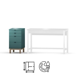 D-DES5 - dostawka / kontenerek z szufladami w wielu kolorach, drewnopodobnych dekorach, ze sklejki lub forniru