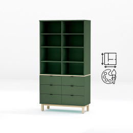 REG-MODEL4 (2.2) - Regał z szufladami i otwartymi półkami. Na wymiar. Kolory i drewnopodobne dekory.