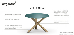 STK-TRIPLE biały, okągły stolik kawowy. Blat o średnicy 68 cm