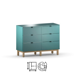 SZ-MODEL2 (1.2) - niska szafka, komoda, drzwiczki lub szuflady. Na wymiar. Kolory i drewnopodobne dekory.
