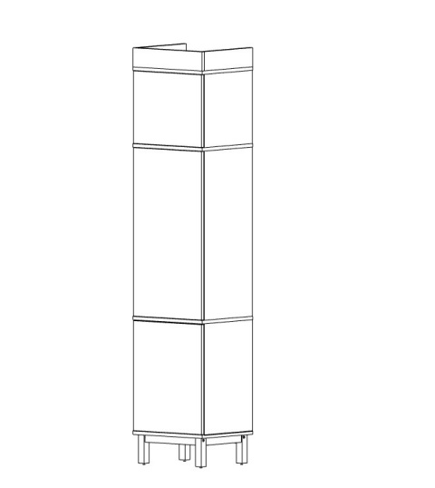 SZ-MODEL2 (3.1) - wysoka, trzypoziomowa szafa-słupek z szufladami lub drzwiczkami. Na wymiar. Kolory i drewnopodobne dekory.