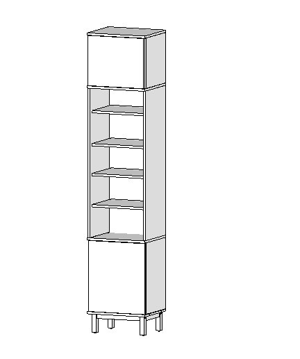 SZ-MODEL2 (3.1) - wysoka, trzypoziomowa szafa-słupek z szufladami lub drzwiczkami. Na wymiar. Kolory i drewnopodobne dekory.