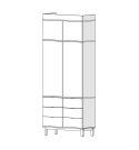 SZ-MODEL2 (3.2) - wysoka, trzypoziomowa szafa. Samodzielna konfiguracja: wymiar, drzwi, szuflady, półki, drążek, kolory