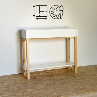 K-DES2 - konsola z szufladą i półką na drewnianych nogach. Wybierz rozmiar i kolor!
