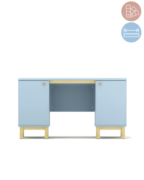 B-MODEL-1- błękitne biurko, surf blue z dwiema zamykanymi szafkami B-MODEL-1- błękitne biurko, surf blue z dwiema zamykanymi szafkami