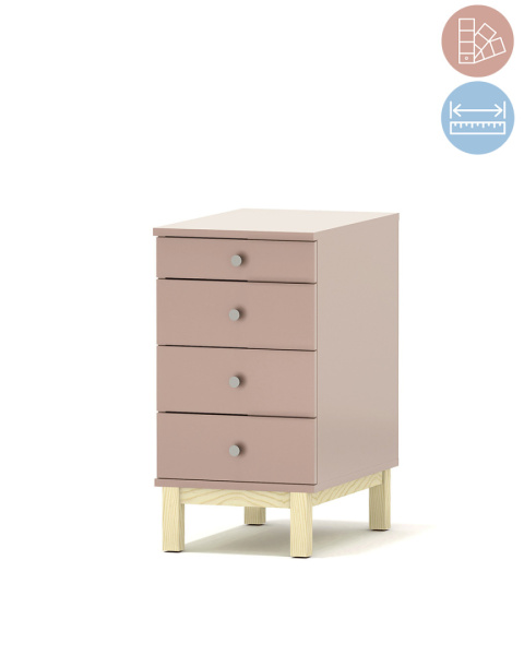 D-MODEL - dostawka do biurka, kontenerek, różowa, native pink z czterema 4 szufladami D-MODEL - dostawka do biurka, kontenerek, różowa, native pink z czterema 4 szufladami