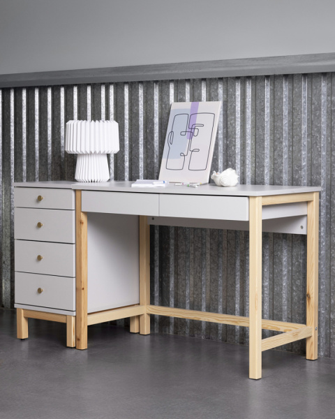 B+D-MODEL - zestaw: SZARE biurko z dostawką z szufladami 139x50 B+D-MODEL - zestaw: SZARE biurko z dostawką z szufladami 139x50