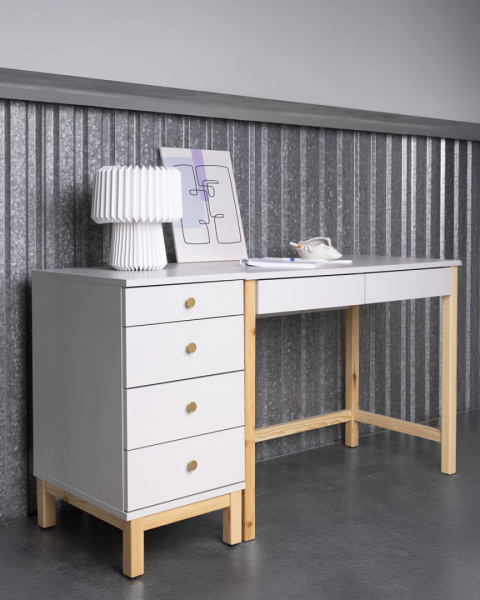 B+D-MODEL - zestaw: SZARE biurko z dostawką z szufladami 139x50 B+D-MODEL - zestaw: SZARE biurko z dostawką z szufladami 139x50
