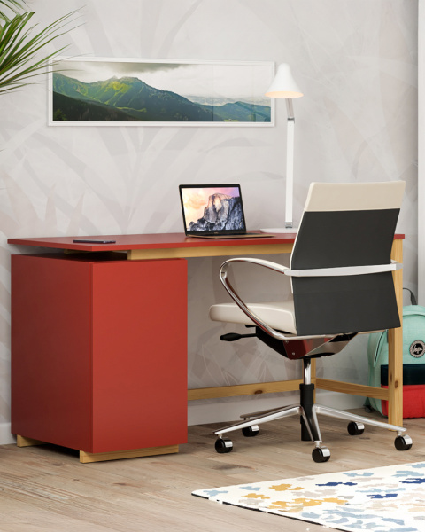 B-DES43-biurko z zamykaną szafką, kontenerkiem, czerwone, ceramic red B-DES43-biurko z zamykaną szafką, kontenerkiem, czerwone, ceramic red