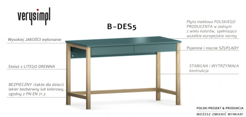 B-DES5 ŻÓŁTE biurko skandynawskie 120x60 z dwiema szufladami B-DES5 ŻÓŁTE biurko skandynawskie 120x60 z dwiema szufladami