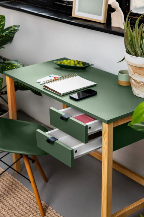 B-DES7-biurko z dwiema szufladami, zielone, smoke green B-DES7-biurko z dwiema szufladami, zielone, smoke green