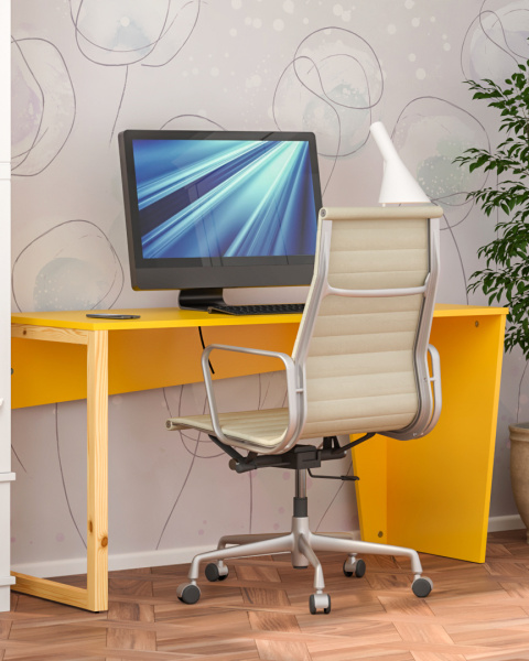 Wysyłka w 24h! B-EDGE2 ŻÓŁTE biurko z drewnianą nogą, asymetryczny kształt 120x60 Wysyłka w 24h! B-EDGE2 ŻÓŁTE biurko z drewnianą nogą, asymetryczny kształt 120x60