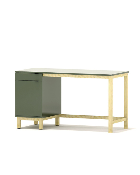 B-MODEL-4-biurko z boczną szufladą i szafką, zielone, smoke green B-MODEL-4-biurko z boczną szufladą i szafką, zielone, smoke green
