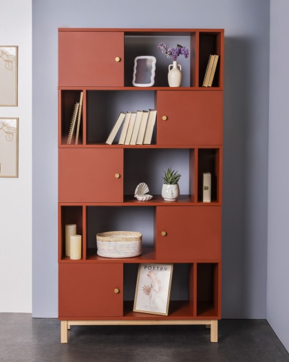 REG-MODEL-3 Regał o szerokości 80-120cm, 5 półek z szafkami. Wybierz wymiar i kolor lub dekor (wys. 191 cm)