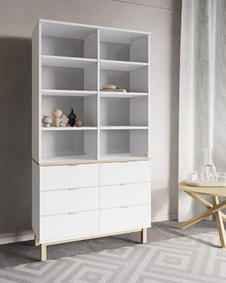 REG-MODEL4 (2.2) - Regał z szufladami i otwartymi półkami | Szerokość 60-120 cm | Na wymiar. Kolory i drewnopodobne dekory.
